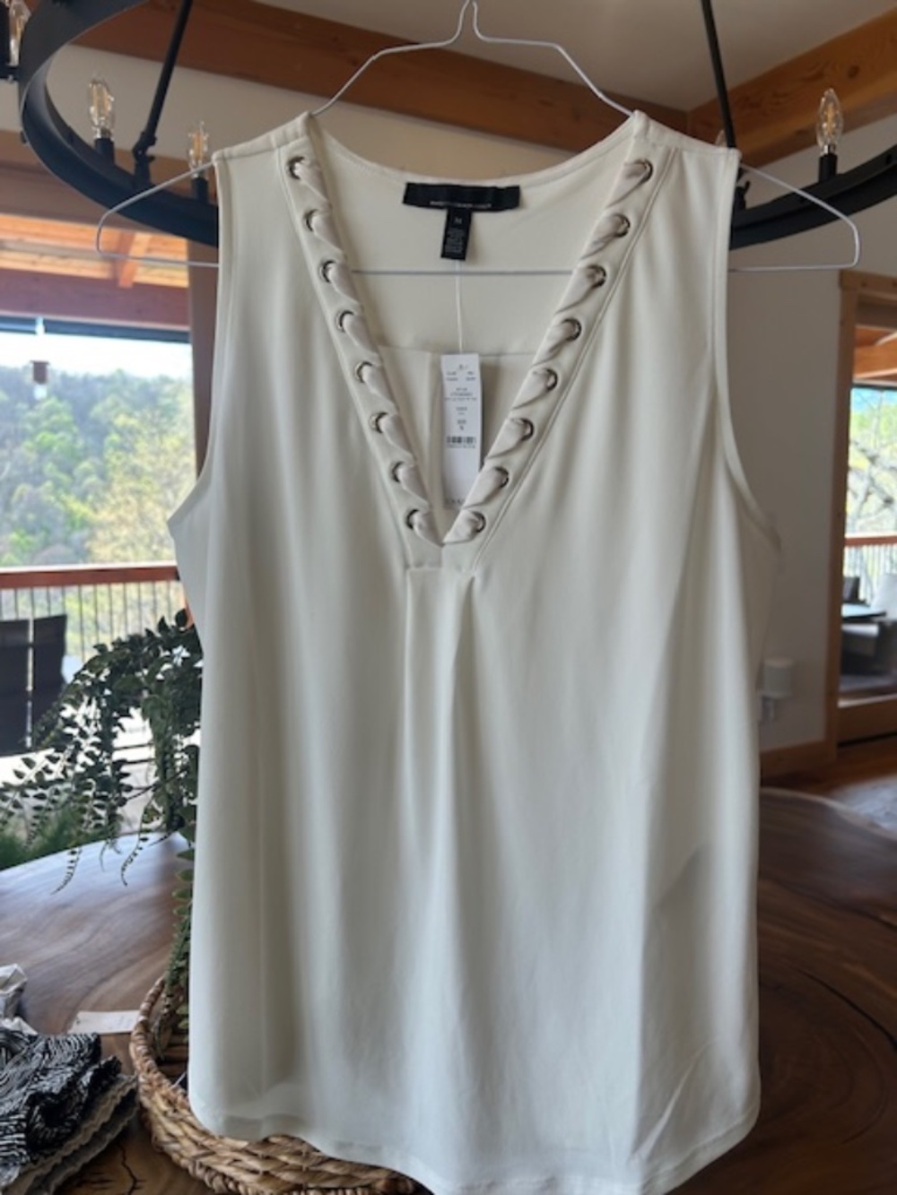 White House Black Market Tunic Top-New with Tags-White-Size Medium